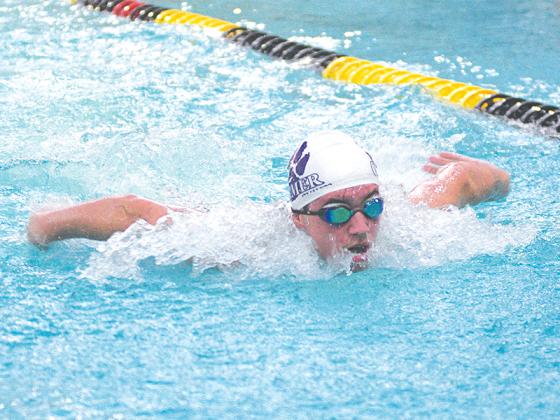Gilmer Bobcat Rylee Fountain swims the butterfly during the 200-yard individual medley.
