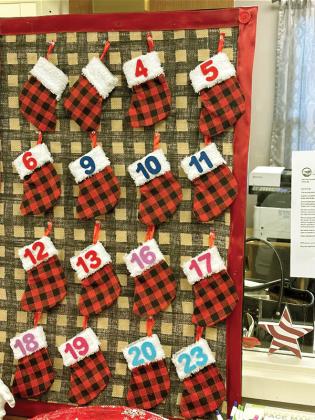 Stockings count down the days until Christmas at the Gilmer Senior Center. (Photo courtesy of Gilmer Senior Center)