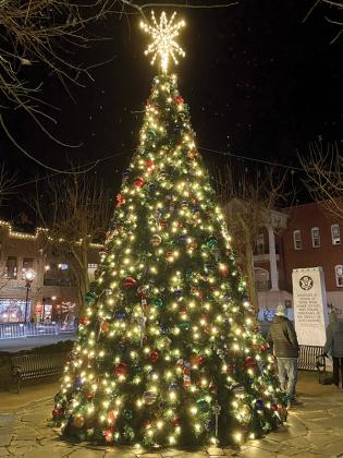 The Christmas tree lit up in all its glory.
