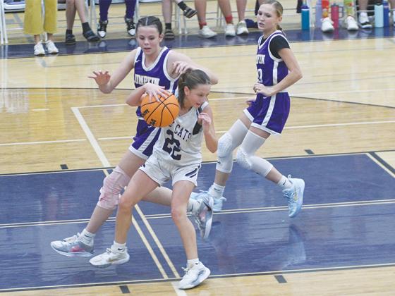 Shay Vick slows the ball down in transition.