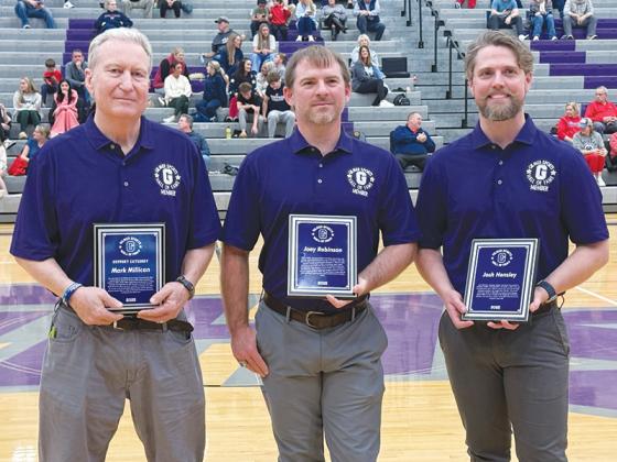 Gilmer Sports Hall of Fame’s latest inductees Mark Millican, Joey Robinson and Josh Hensley. 
