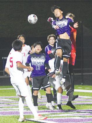 Bobcat Calvin Lian wins a header on a Cherokee corner kick last Tuesday.