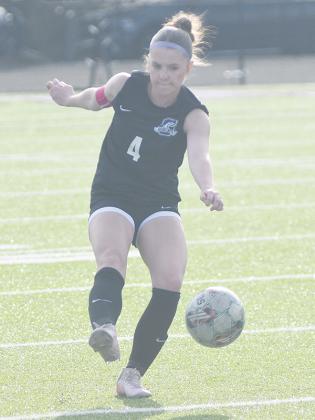 Gilmer Lady Cat Joei Marshall sends a pass downfield versus Calhoun last Friday.