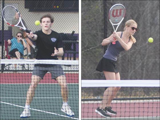 From left are Gilmer High tennis players Alex Miltiades and Lilian Reece. 