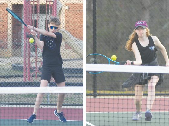 Gilmer’s Ryker Hice (left) and Rosalie Ballew (right) both won their matches last Monday versus Woody Gap.