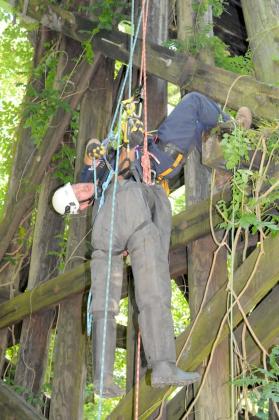Gilmer County Fire and Rescue Probationary Firefighter Deejay Meadows practices rope rescue during Special Operations training.