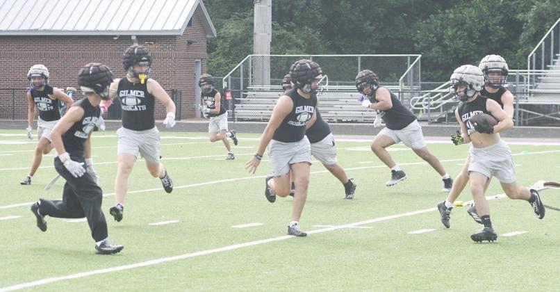 Bobcat defenders work on taking proper pursuit angles at Monday's practice.