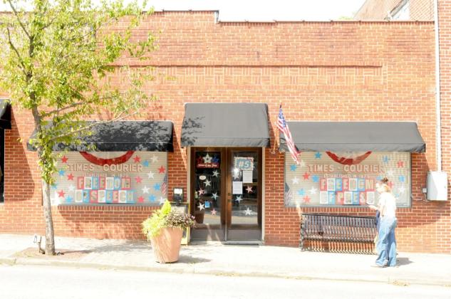 The Ellijay Times-Courier displays patriotic spirit with July Fourth decorations.