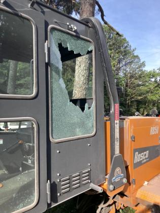 A Gilmer Road Department and Public Works road sweeper had windows shot out on Luke Quarles Road.
