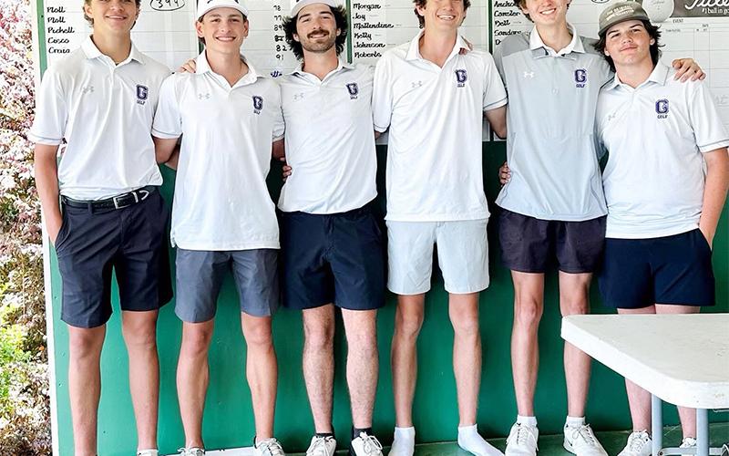 The Gilmer Bobcats finished third at the Area 7 tournament at Field's Ferry Golf Course to qualify for state. GHS posted a team score of 318 behind Calhoun (316) and Northwest Whitfield (311). The Lady Cats placed fourth in the girls standings with a 191, missing state by five strokes. Above from left are Bobcats A.J. Callihan, Silas West, Chris Gaddis, Nick Wright, Noah Wright and Saywer Gaddis.