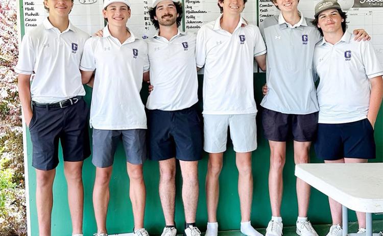 The Gilmer Bobcats finished third at the Area 7 tournament at Field's Ferry Golf Course to qualify for state. GHS posted a team score of 318 behind Calhoun (316) and Northwest Whitfield (311). The Lady Cats placed fourth in the girls standings with a 191, missing state by five strokes. Above from left are Bobcats A.J. Callihan, Silas West, Chris Gaddis, Nick Wright, Noah Wright and Saywer Gaddis.