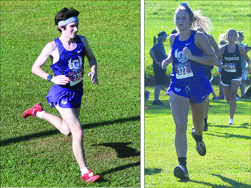 Gilmer High’s Jakob Dobbs (left) and Naomi Coombs (right) both ran at last Tuesday’s North Georgia Championships. Dobbs placed 10th in the boys race while Coombs was fourth among the girls.