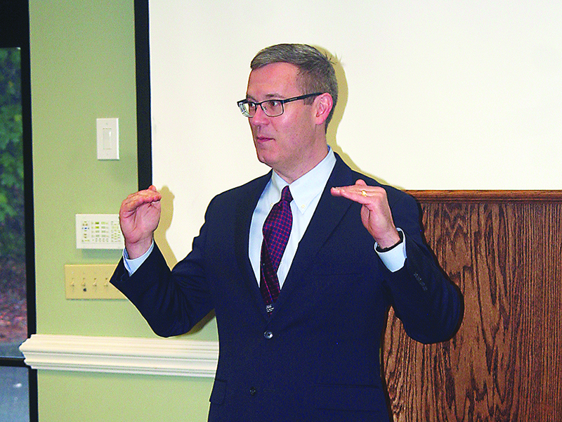 Shawn Conroy, of the Georgia Attorney General’s Office, talks about phone, mail and internet scams making the rounds during a senior issues workshop presented by Gilmer Family Connection Wednesday, Oct. 16. 