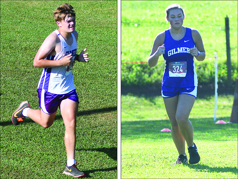 Gilmer High cross-country runners Jon Nix (left) and Chloe Hensley (right) helped the Bobcats and Lady Cats to respective first- and second-place finishes last week.