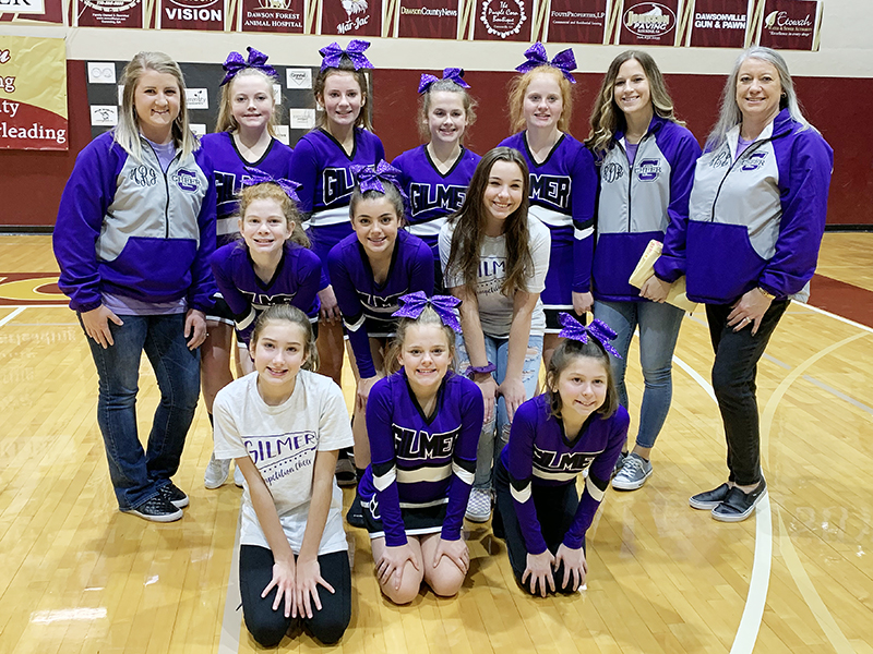 Above are Clear Creek Middle School’s competition cheerleaders. Front row, from left are Jada Howard, Baily Baldwin and Addison Adgate. Middle Row, Samantha Whitley, Lily Thurman and Abbie Flowers. Back row, head coach Megan Rickman, Laci Pruitt, Kelsie Sanford, Maely Prince, Caitlin Henderson and assistant coaches Rachel Davis and Lynn Craig. Not Pictured, Katie Castillo.