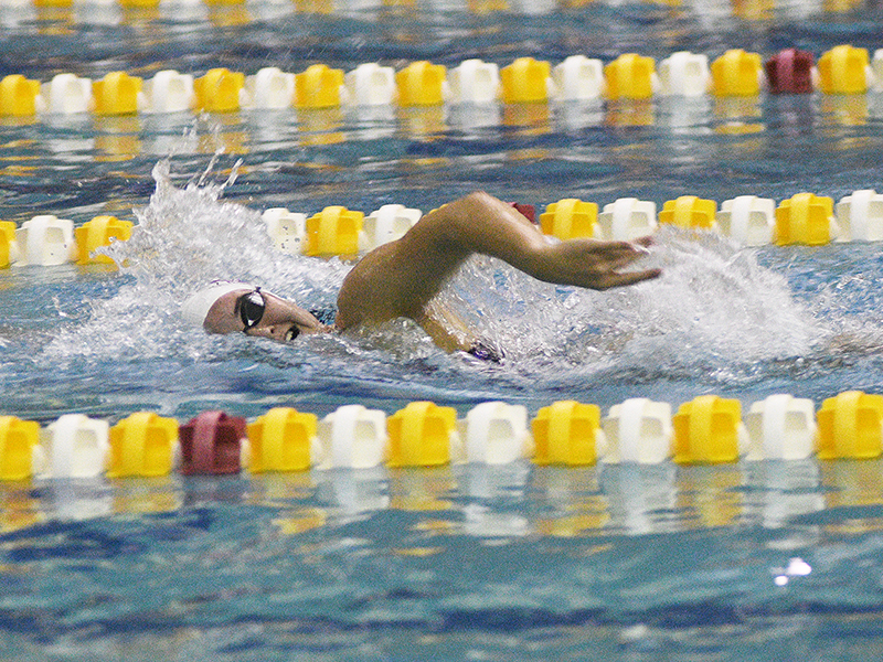 Gilmer High’s Payton Woodring won the 100- and 500-yard freestyle events at last Friday’s swim meet in Cherokee County.