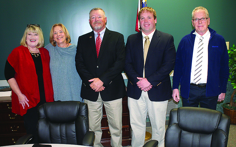rom left, Ellijay City Councilmembers Sandy Ott, Katie Lancey, Tom Crawford, Kevin Pritchett and Al Fuller prior to the council’s first meeting of 2020, which was also the first meeting for new councilmembers Ott, Crawford and Pritchett.