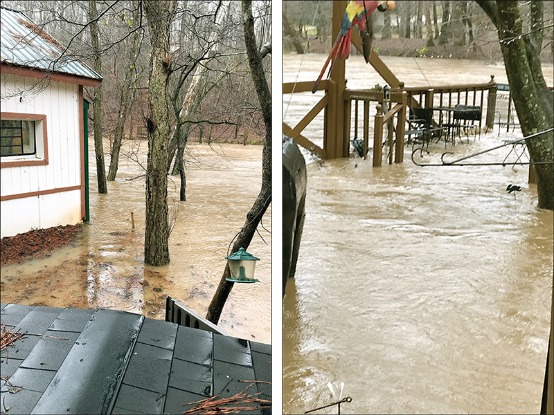 The Coosawattee River overflowed its banks on 1st Street in the Coosawattee River Resort campground last week. (Photos by Cam Parker)