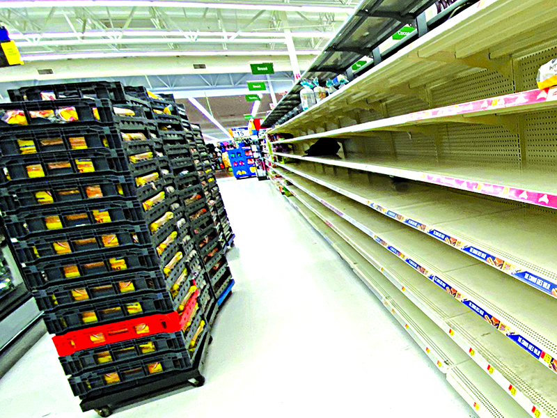 James and Leah Barnes contributed this photo of empty bread shelves they often encounter in their delivery business during coronavirus restrictions.