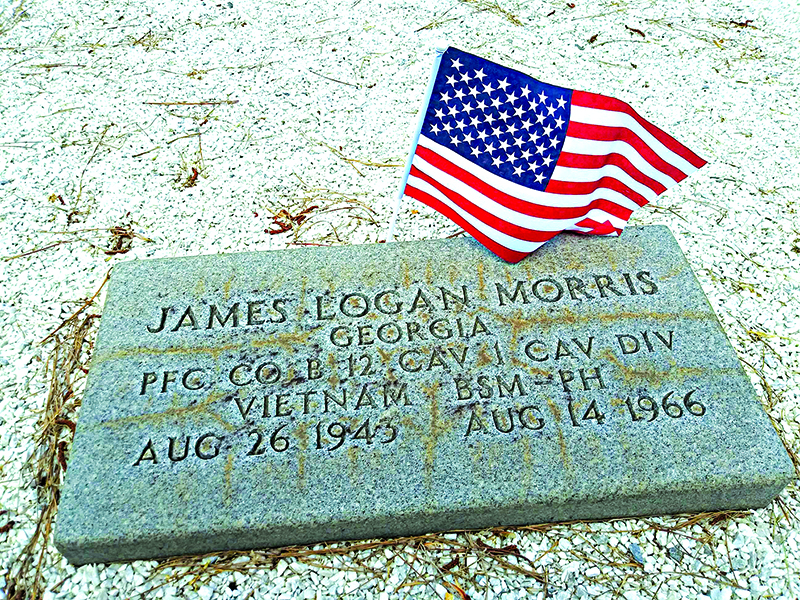 The gravesite of James Logan Morris at Liberty Baptist Church, killed in Vietnam 12 days before his 23 birthday.