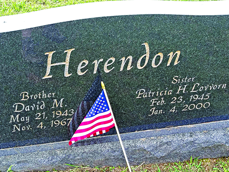David Mack Herendon is buried beside his sister in Chastain Memorial Park Cemetery in Blue Ridge.