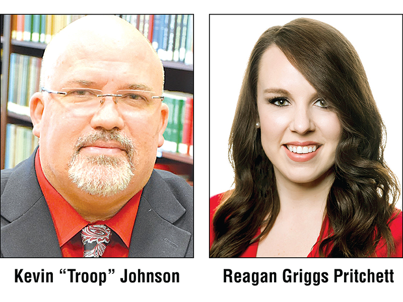 Kevin Johnson and Reagan Griggs Pritchett, candidates for Chief Magistrate Judge, will face a runoff election August 11.