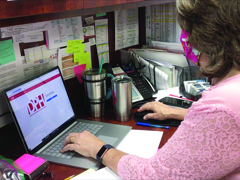 North Georgia Health District Infectious Disease Director Sherry Gregory, RN, BSN, is shown using the Department of Public Health’s new contact tracing app.