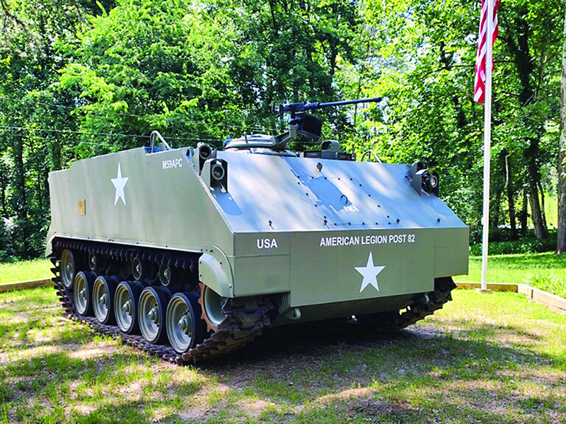 The APC, nicknamed “Ira,” is shown after being detailed and after a flagpole was put up at the display site.