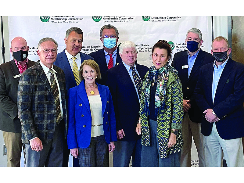 Pictured above, from left, are: ETC Chief Operating Officer Jason Smith, ETC’s John and Cathy Harrison, Sen. Steve Gooch, Rep. Rick Jasperse, ETC’s David and Marianne Bowman, Georgia EMC CEO Dennis Chastain and Amicalola CEO Todd Payne.