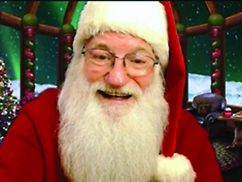 Santa (Jack Senterfitt) Zooms into a visit with a local elementary school class.