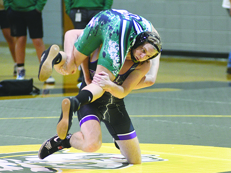 Bobcat senior Ronald Pierce controls his opponent and tallied two pins for GHS last Saturday.
