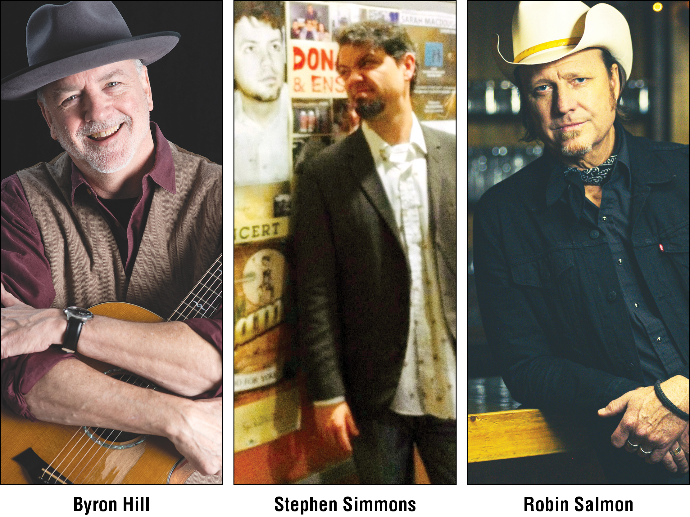 The Oct. 29 Blue Betty Sessions concert will feature Nashville singer/songwriters Byron Hill and Stephen Simmons alongside Ellijay’s Robin Salmon. The show begins at 7 p.m. 