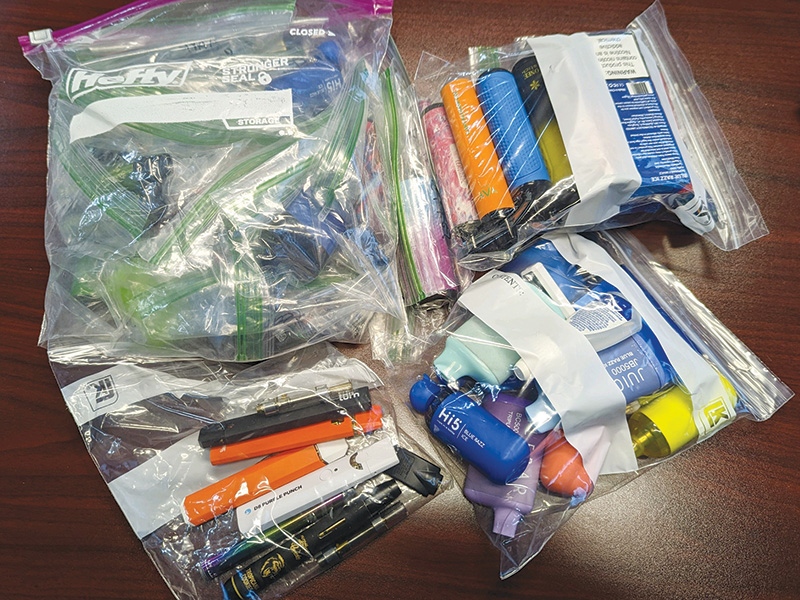Above are 52 vaping devices and cartridges that have been confiscated from Gilmer High and the Mountain Innovation Program since classes resumed in August. 