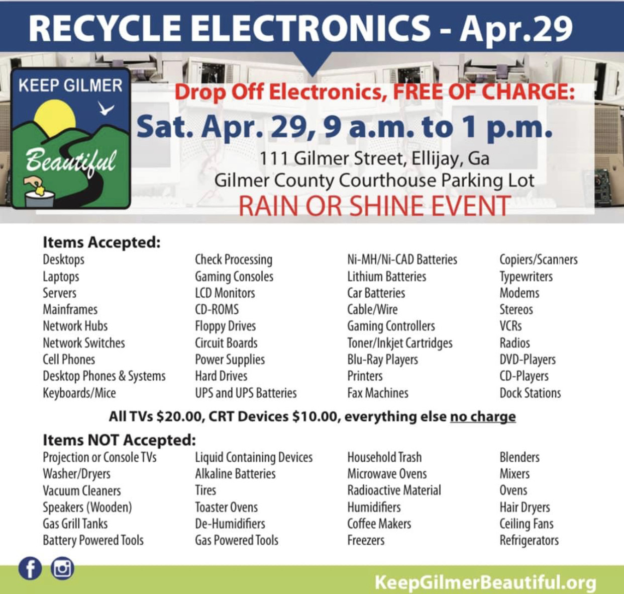 Keep Gilmer Beautiful Recycling Event