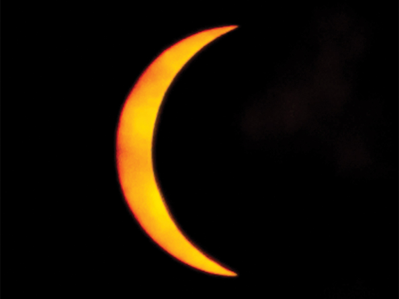 Rick Bennett shot this photo of the eclipse Monday, April 8, with Canon 7D, using neutral density filter.