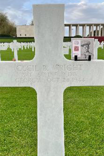 Gilmer Countian Cecil B. Wright final resting place in Henri-Chapelle American Cemetery in Belgium.