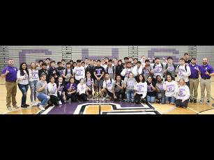 Above are Gilmer High School wrestlers, coaches and managers after the Bobcats’ region duals wrestling championship last Saturday. GHS defeated Northwest Whitfield in the finals, 30-25.