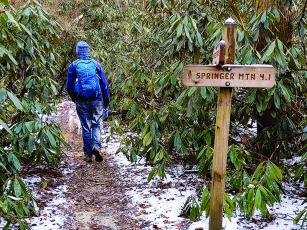 The Appalachian Trail, above, offers some great all-season hiking opportunities near Springer Mountain. 