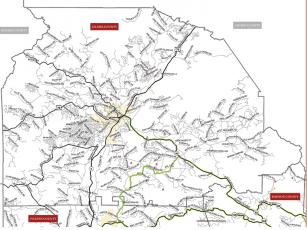 A map released by the Northwest Georgia Regional Commission show the proposed Amicalola Falls Scenic Byway route in Gilmer County.