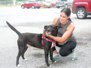 Alexandria Aguilar, a volunteer with Ellijay Paws in Need, enjoys spending time with Lancelot, one of the many dogs up for adoption at the Gilmer County Animal Shelter. 