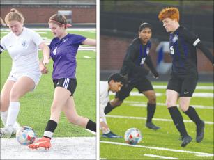 From left are, Gilmer Lady Cat Sophia Lykins and Bobcat Camden Lyles. Lykins scored a pair of goals and added an assist versus Lakeview-Fort Oglethorpe last Thursday. Lyles assisted one of the Bobcats’ goals in their 4-0 victory.