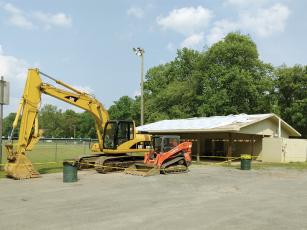 Rest room facilities near Veterans Memorial Park and the lower playground at River Park are the latest set of old rest rooms to be demolished by Gilmer Parks and Recreation. They will eventually be replaced with new facilities. 