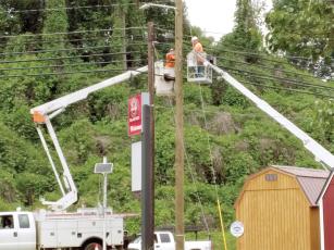 Crews wrapped up grid improvement work on South Main Street power lines earlier this month. 