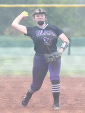 Gilmer High junior second baseman Gracie Smith makes a throw to first for an out versus Murray County last Saturday.