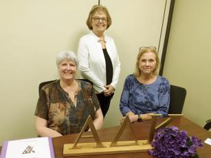 Members of the local Beta Upsilon chapter of Alpha Delta Kappa, a nonprofit fellowship organization for active and retired women educators, are gearing up for an October membership drive. Pictured, from left: treasurer Becky Oliver, president Mary Jones and publicity chair Nan Flickinger.  