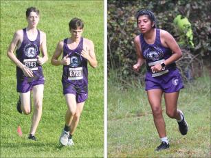 Gilmer’s Maria Alonzo (right) and Seth Turner and Leeland Dantin (left) all scored team points for GHS last Saturday.