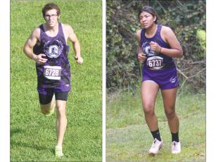 From left are, Gilmer High’s Michael Little and Maria Raymundo, who wrapped up their cross-country seasons last week.