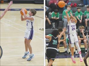 From left, are eighth and seventh graders A.J. Callihan and Silas West, respectively. Callihan scored 30 points versus Lumpkin last week while West helped the seventh graders earn two more wins.