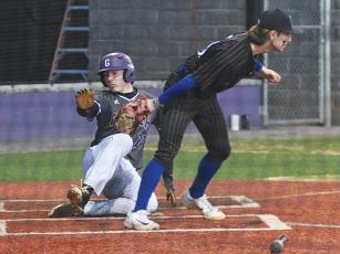 Gilmer junior Noah Gutillo slides safely home and had a pair of hits, scored two runs and swiped two stolen bases versus Southeast Whitfield Monday. 
