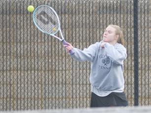 Gilmer High doubles player Lucy Ray (above) and Bobcat single Eder Martinez (below) both earned wins versus West Hall. 